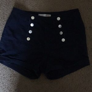 Navy blue high waisted shorts